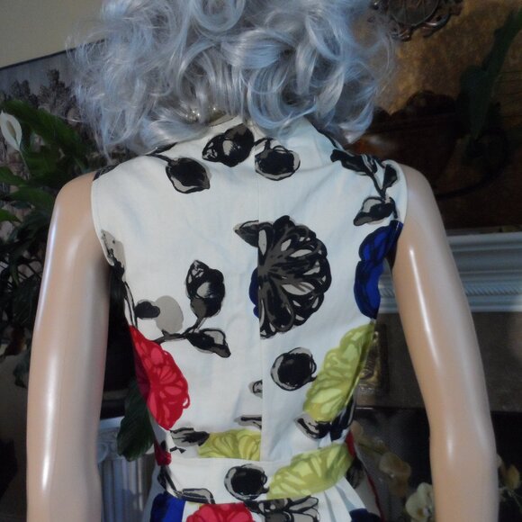 Moschino CheapandChic Ivory Multi Color Floral Print Sheath Dress Size 8 - Picture 12 of 16